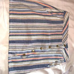 Mini skirt, pink blue yellow brass buttons